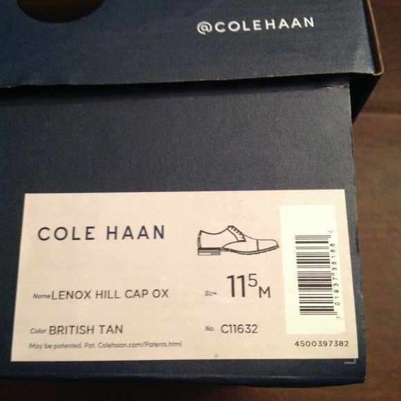 Cole Haan Men\'s Lenox Hill Cap Toe Tan Leather Oxford Dress Shoes 11.5M NIB main image 9
